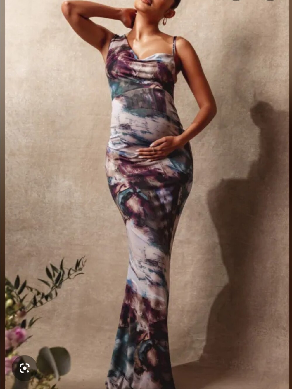 Club L London Maternity Phantasy Blue Abstract Maxi Dress